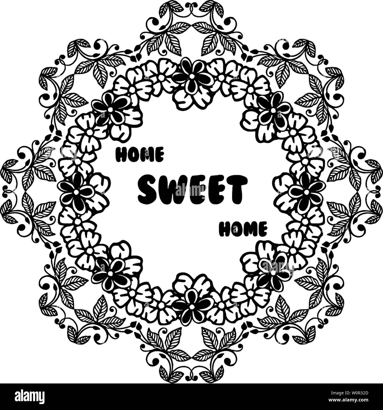Vector illustration cute flower frame for design graphic home sweet ...