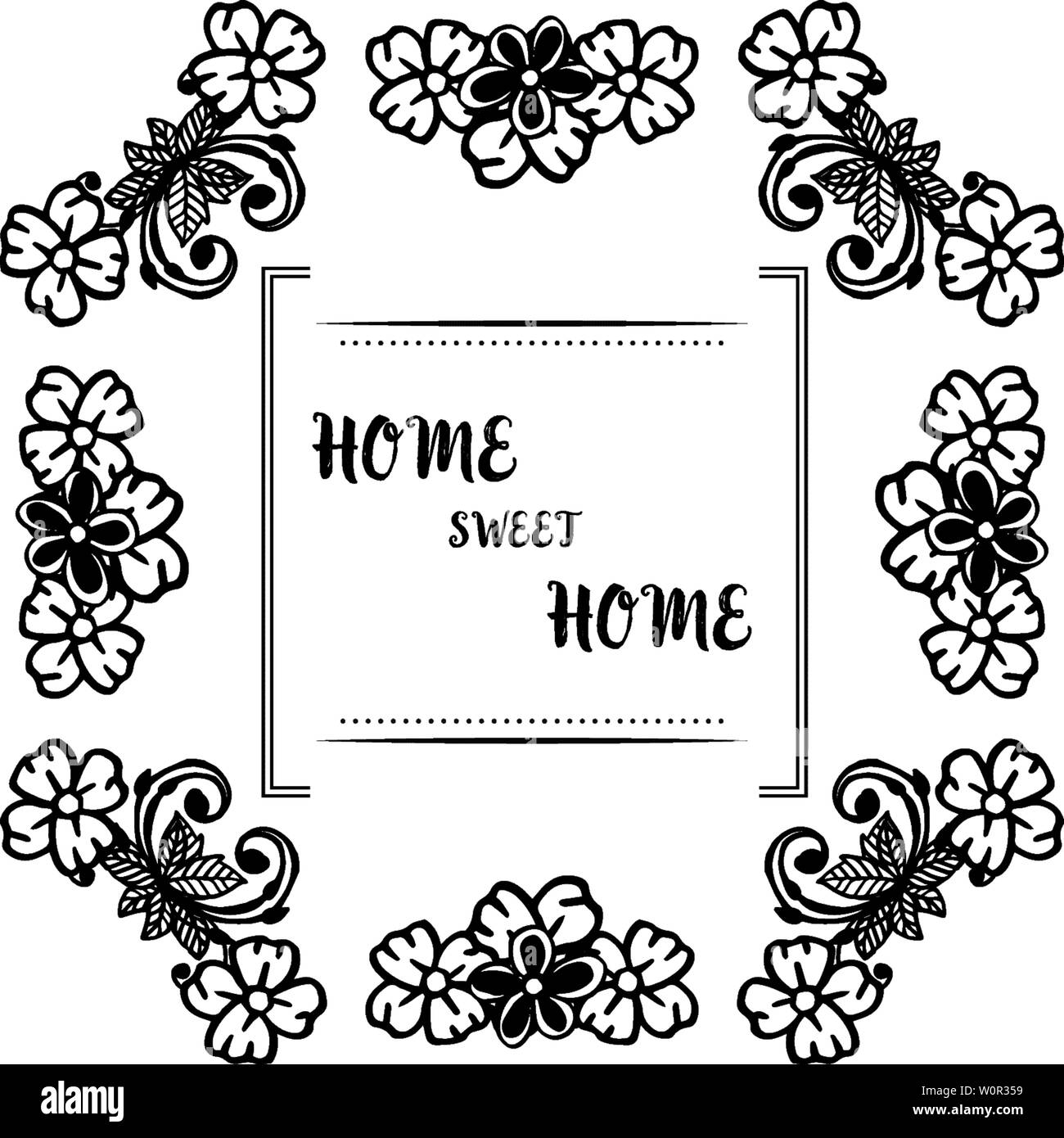 Vector illustration cute flower frame for design graphic home sweet ...