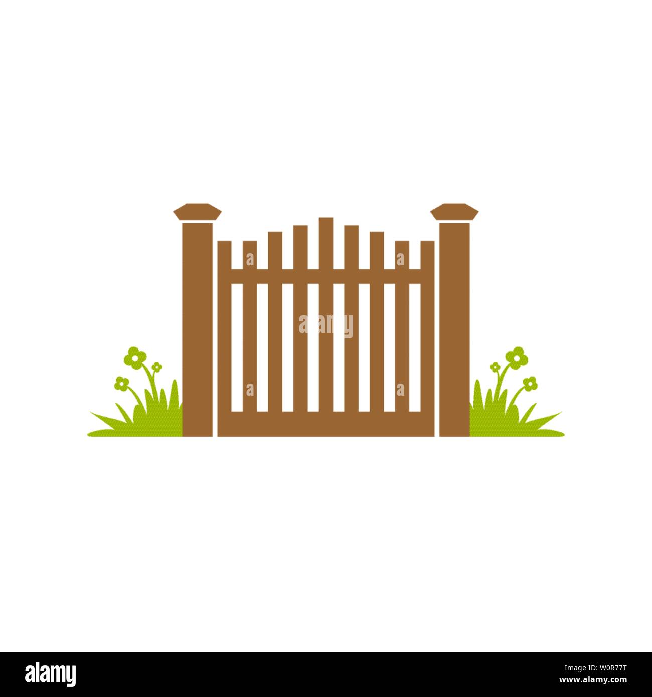 Garden Gate Fence Vector Illustration Graphic Logo Design Template Stock Vector