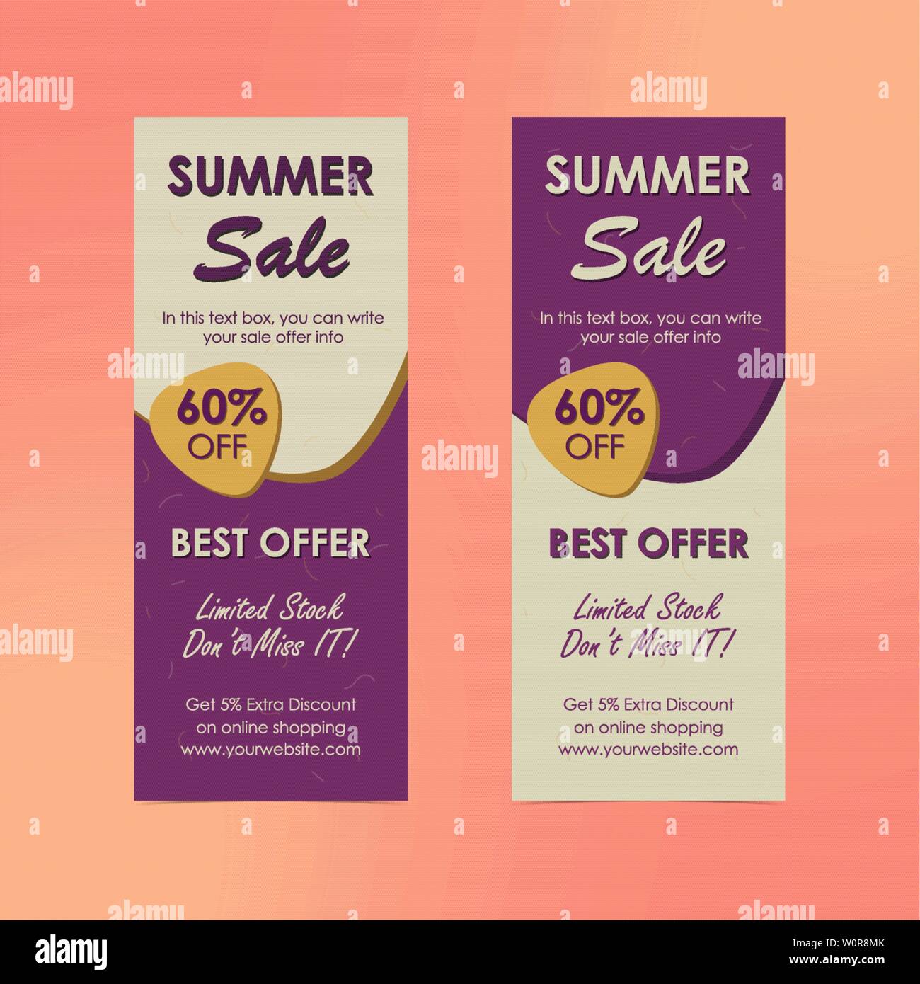 Summer sale banner template, Promo design template for your seasonal promotion. Stock Vector
