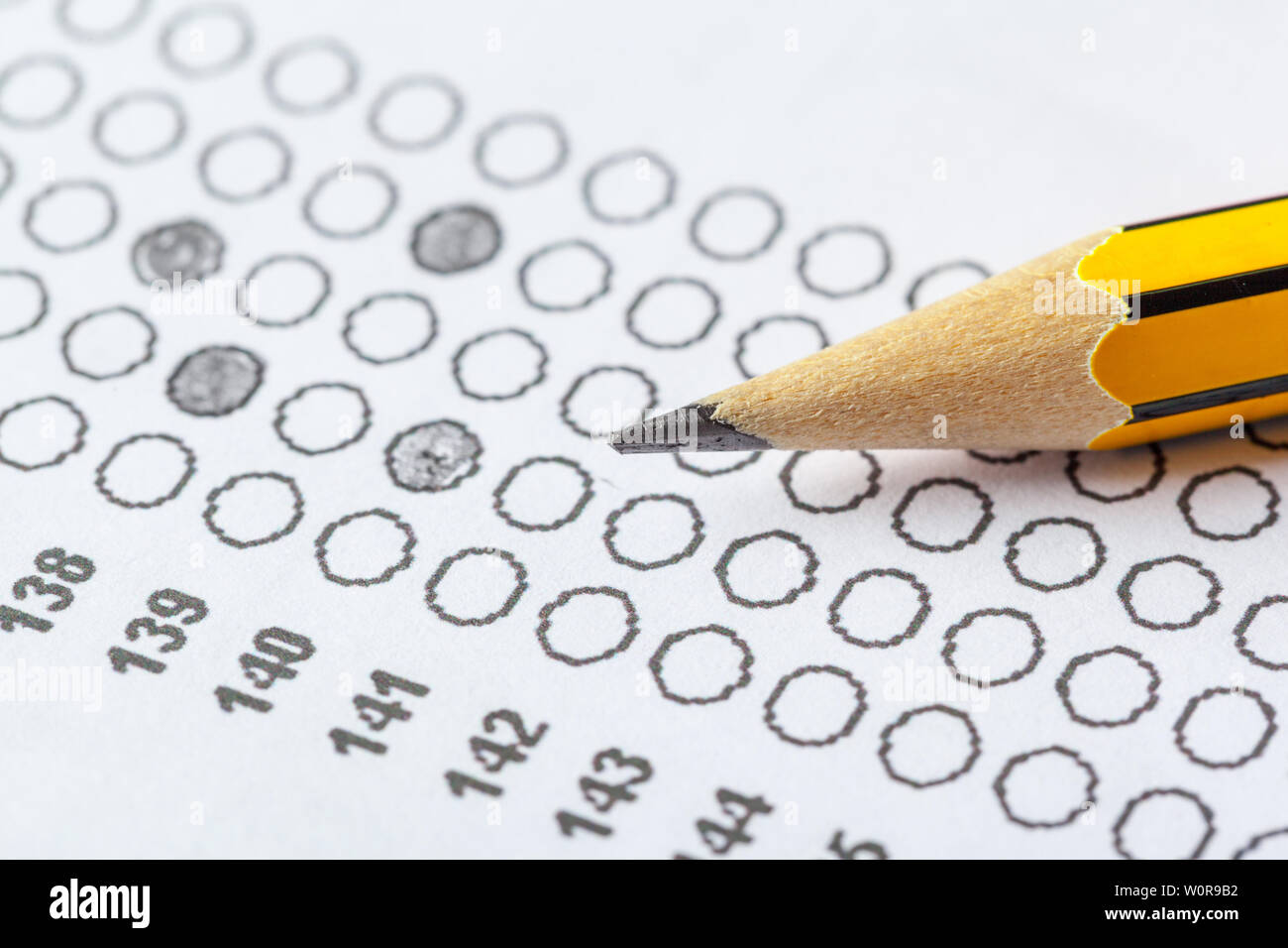 Test score sheet with answers Stock Photo - Alamy