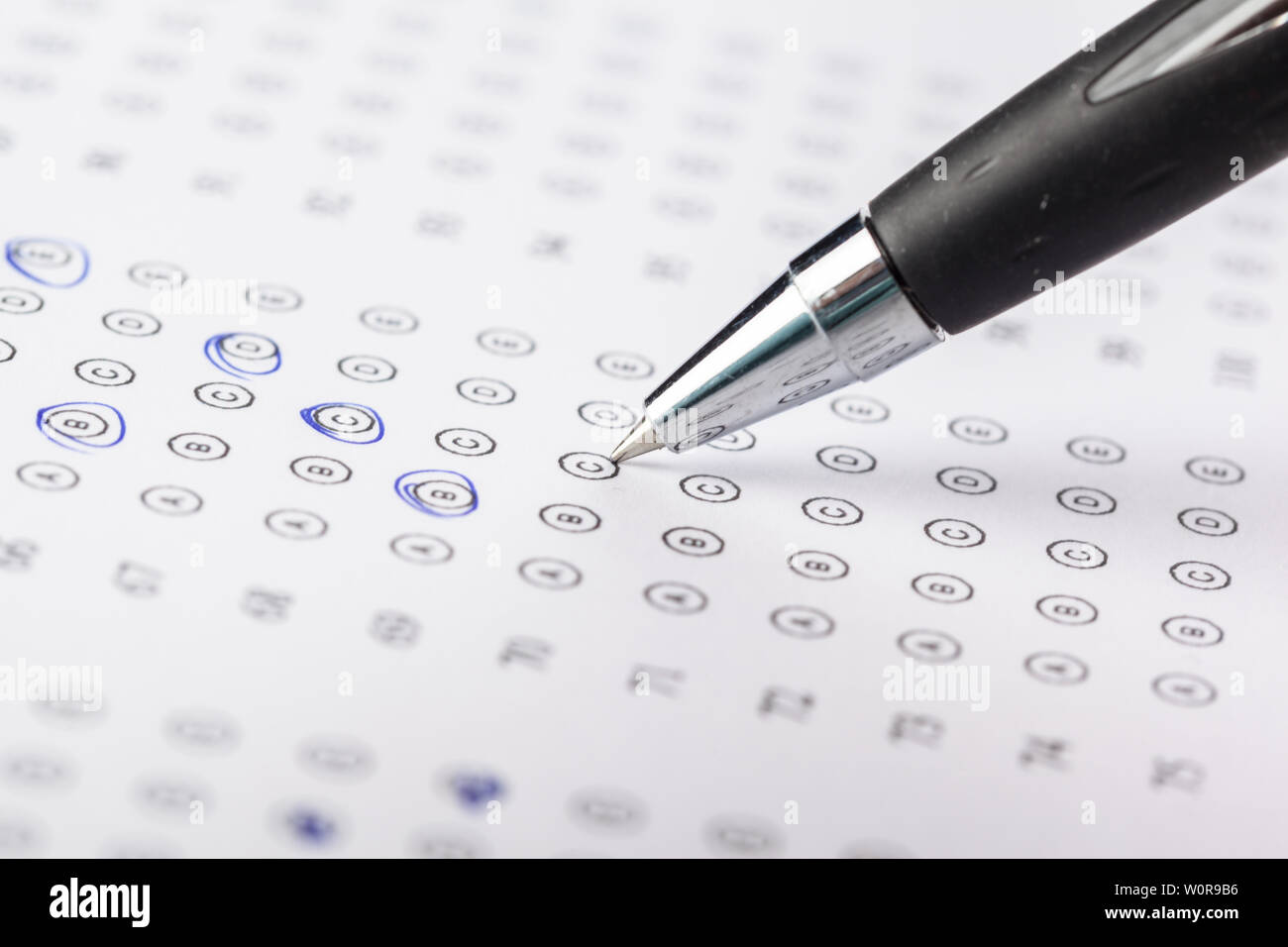 Test score sheet with answers Stock Photo - Alamy