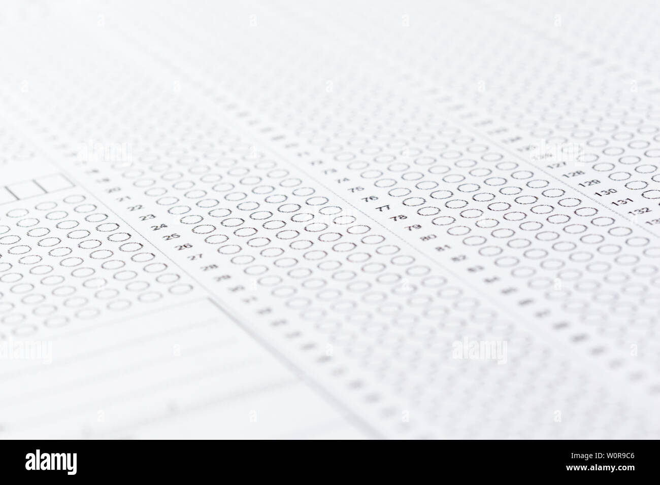 Test score sheet with answers Stock Photo Alamy