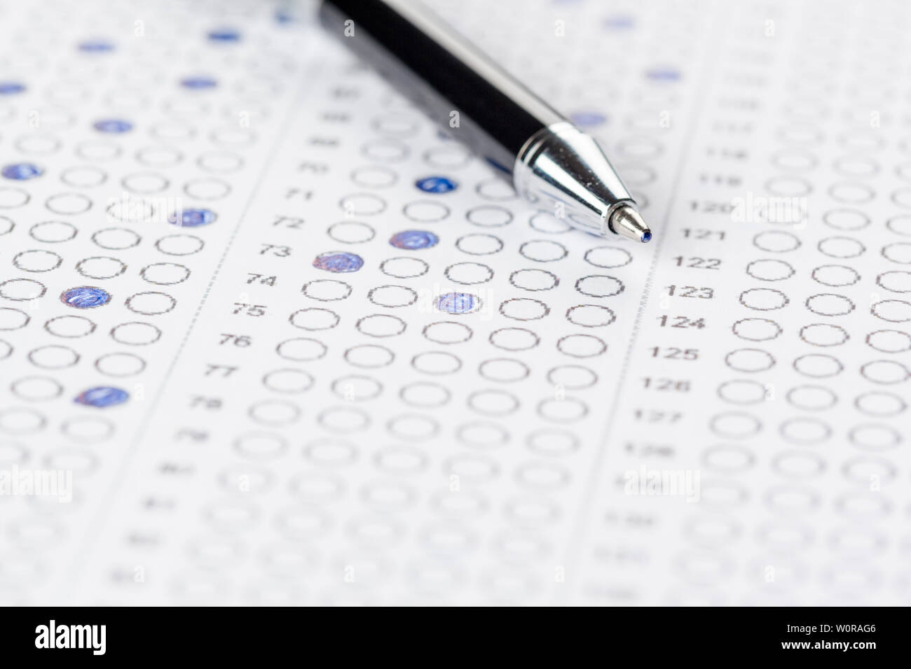 Test score sheet with answers Stock Photo Alamy