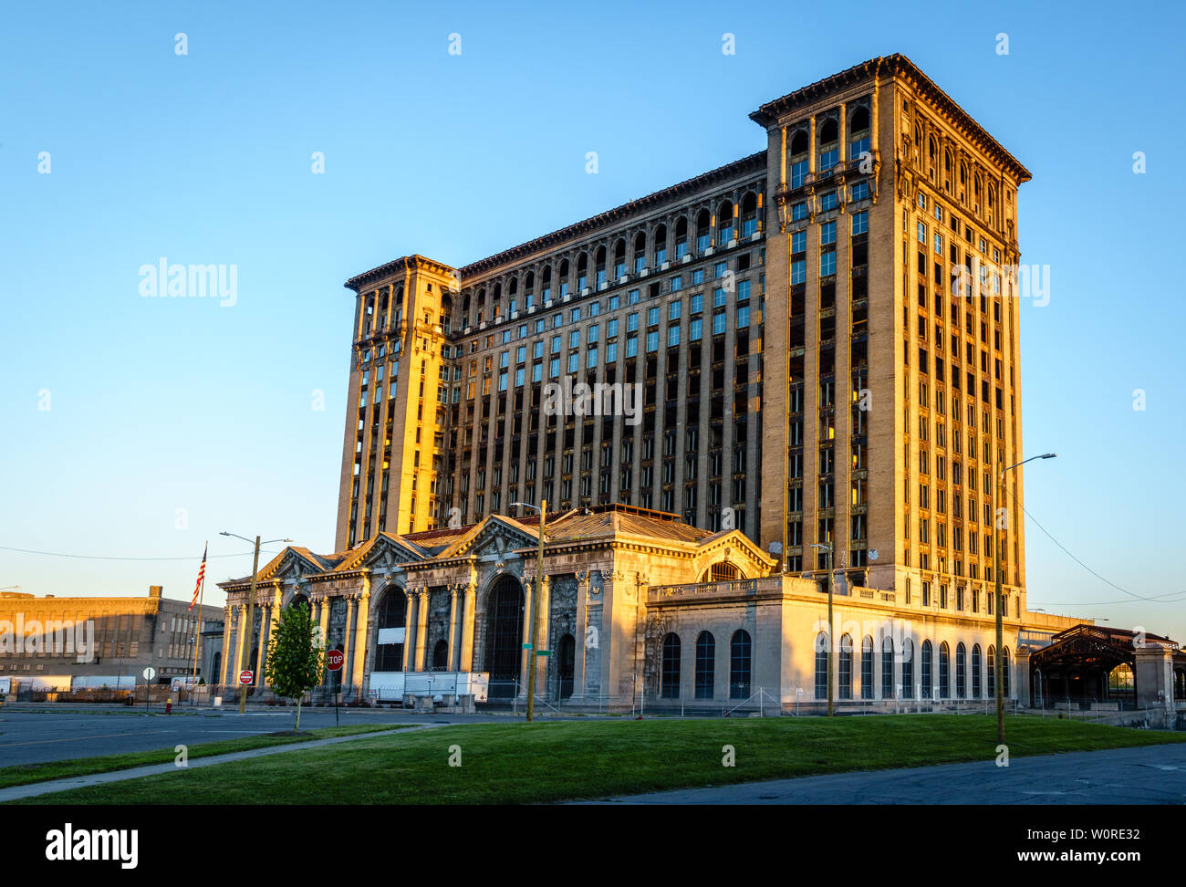 Historic Detroit Central Station building in abandonment Stock Photo