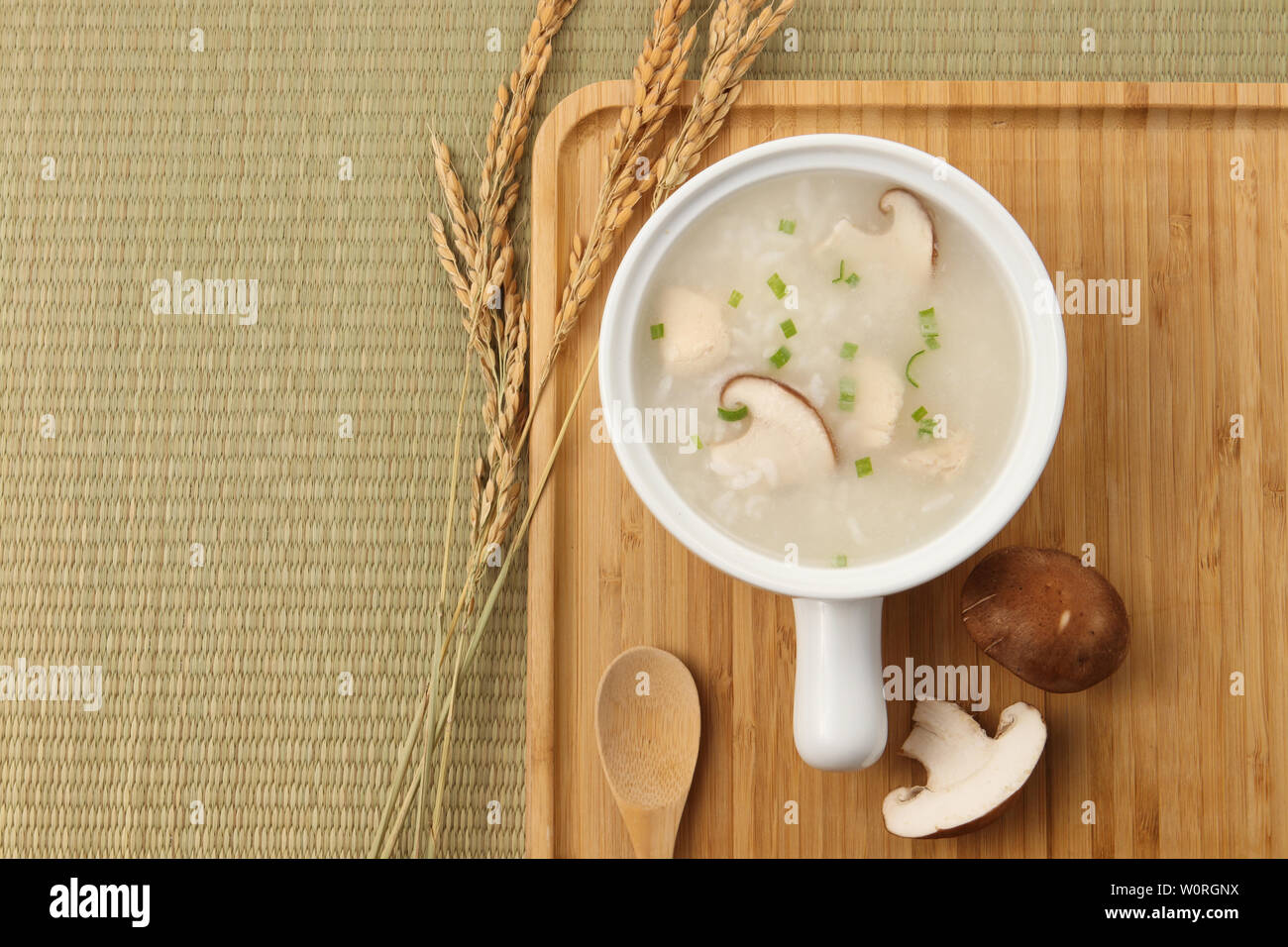 Shiitake mushroom chicken porridge Stock Photo Alamy