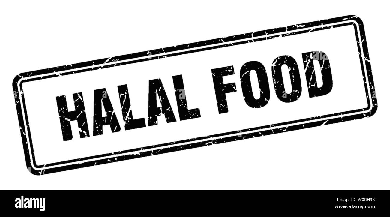 halal food stamp. halal food square grunge sign. halal food Stock