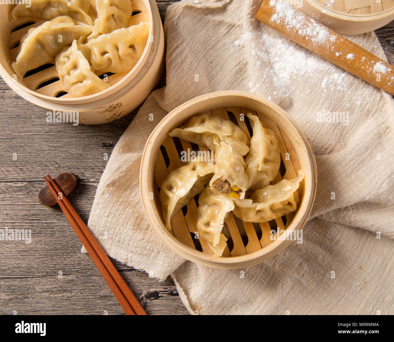 Steamed dumplings, pasta, dumplings, noodles, breakfast corn meat Stock