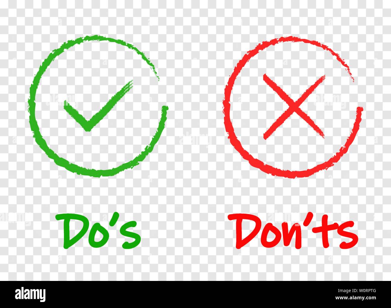 Do and Don t or Good and Bad Icons. Positive and Negative Symbols, eps 10 Stock Vector