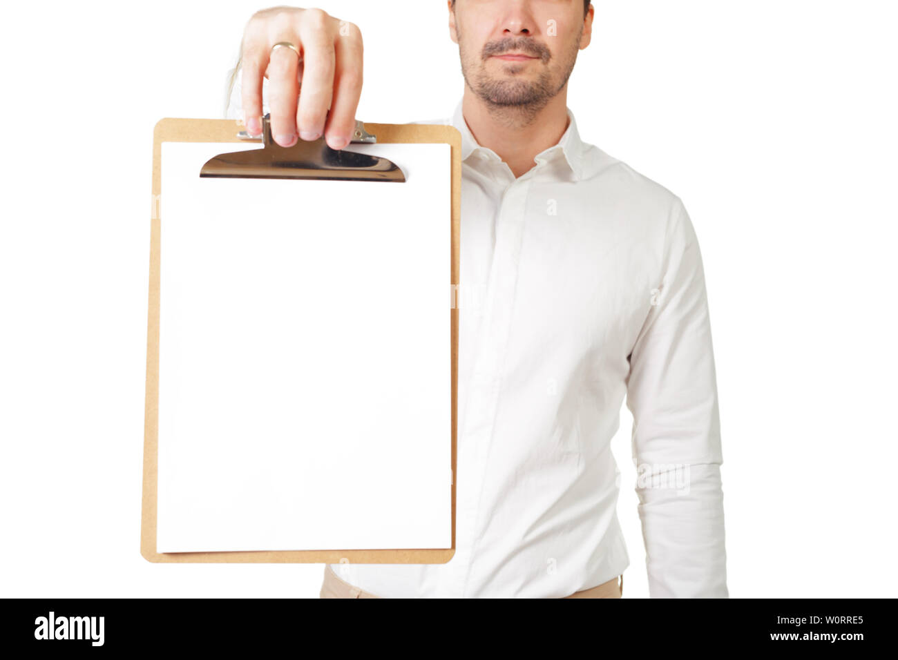 man holding clipboard Stock Photo - Alamy