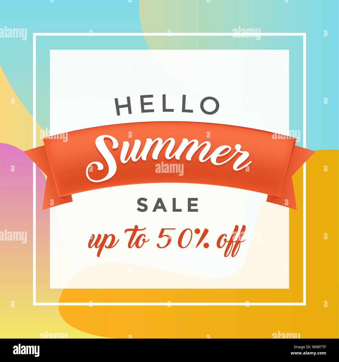 Summer Discount Flat Vector Banner Template Summertime Sale Offer