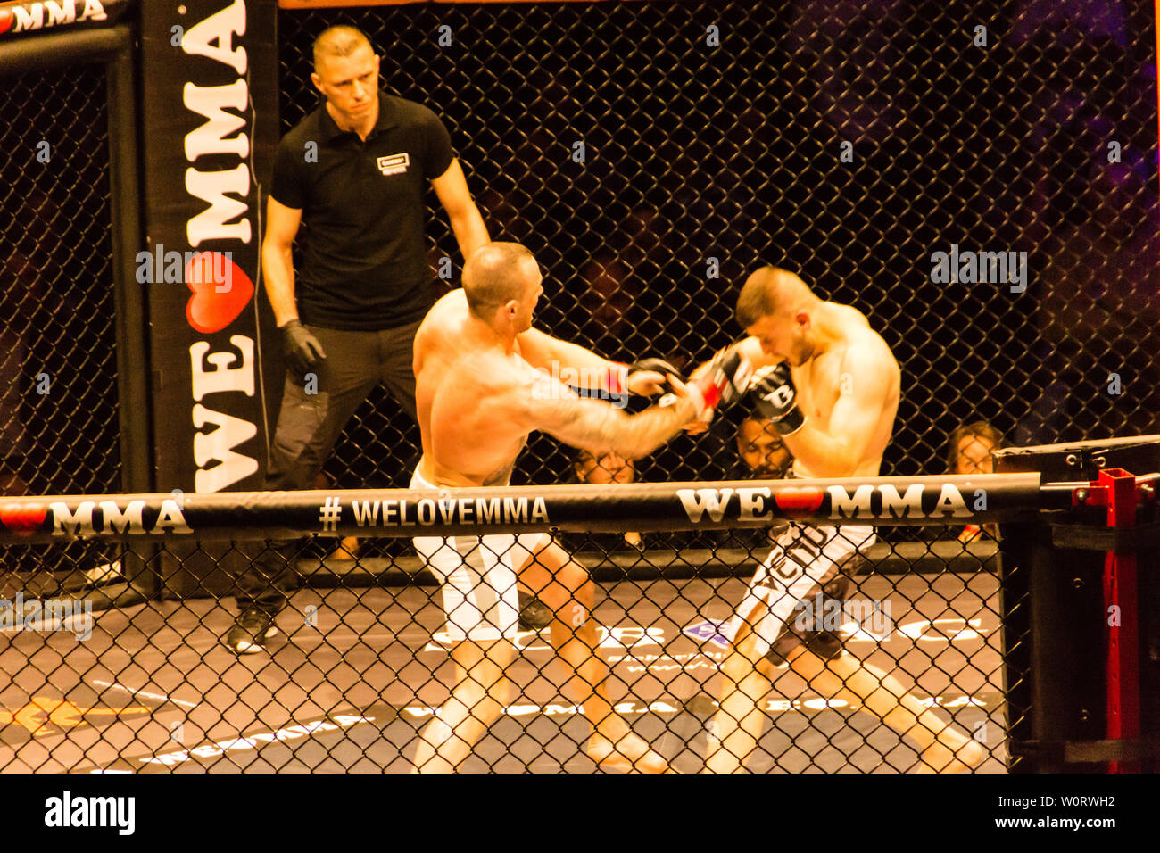 Hamburg, Germany - Nov 18th, 2017: The fight between Najm Azizi and Daniel Makin during We Love MMA 34 Stock Photo