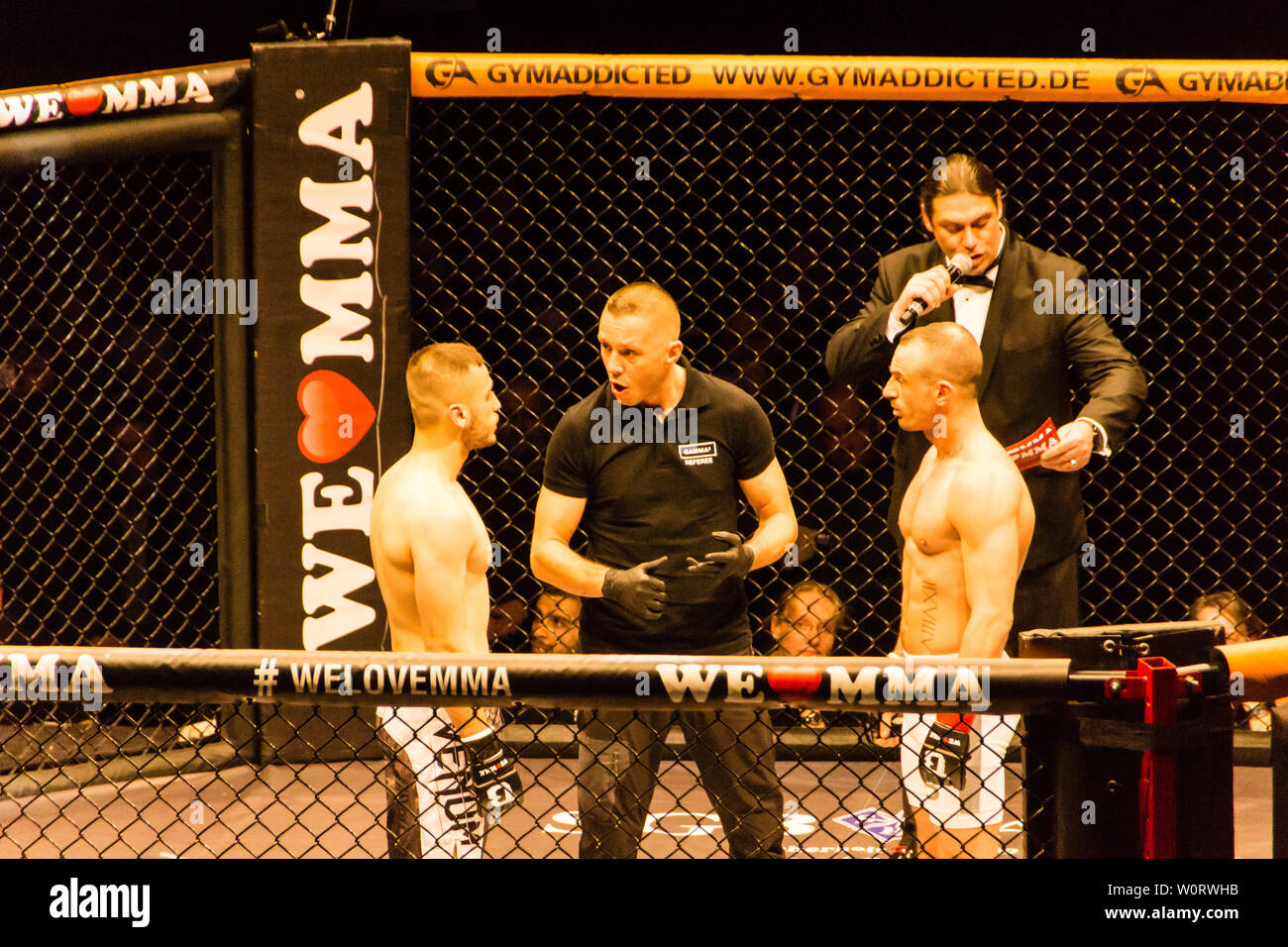 Hamburg, Germany - Nov 18th, 2017: The fight between Najm Azizi and Daniel Makin during We Love MMA 34 Stock Photo