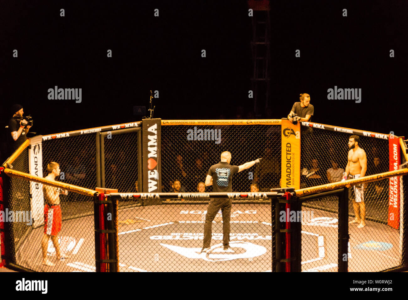 Hamburg, Germany - Nov 18th, 2017: The fight between Ali Ramadan and Aaron Fröhlich during We Love MMA 34 Stock Photo