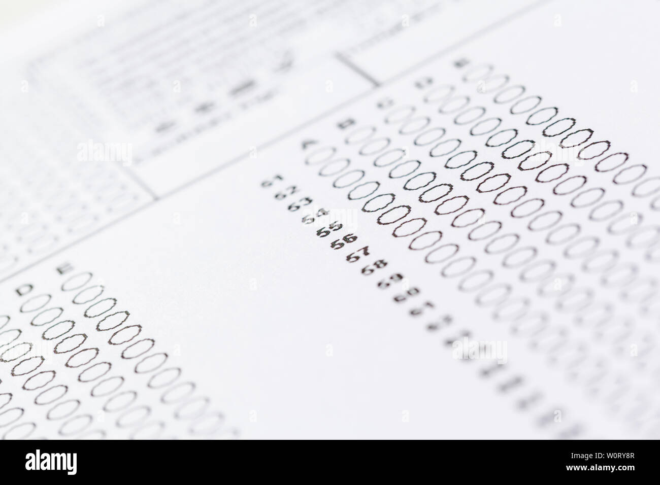 Test score sheet with answers Stock Photo Alamy