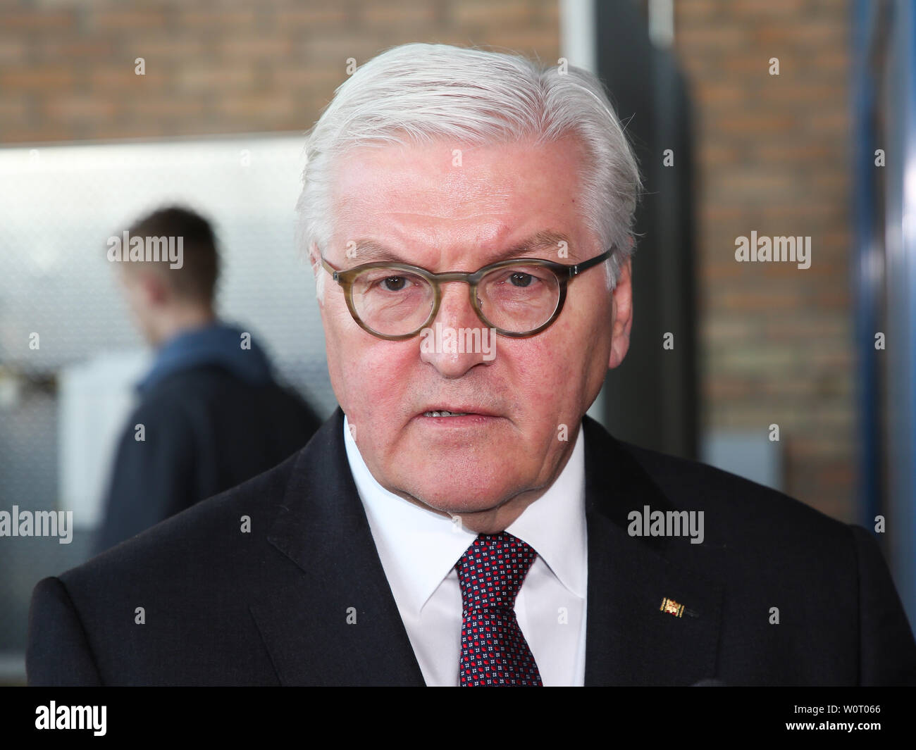 Bundespräsident Dr. Frank-Walter Steinmeier beim Antrittsbesuch am 14.02.2018  in Wolmirstedt Stock Photo