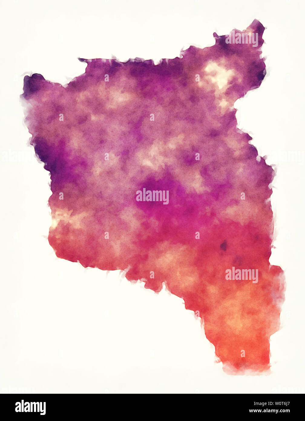 South Kivu province watercolor map of the Democratic Republic of Congo ...