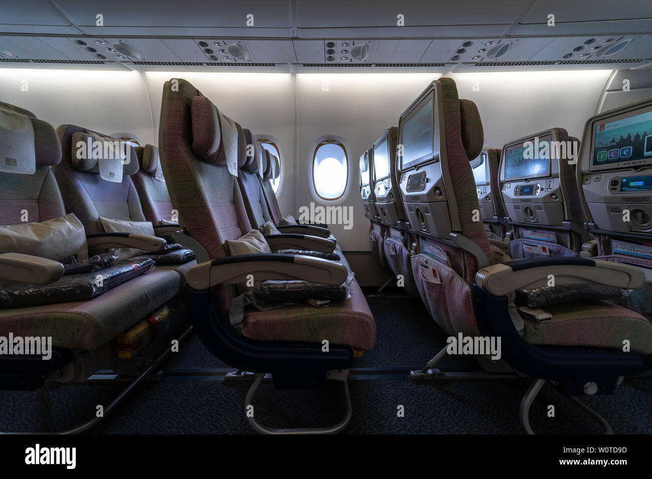 Berlin April 26 2018 Interior Of An Economy Class Of The