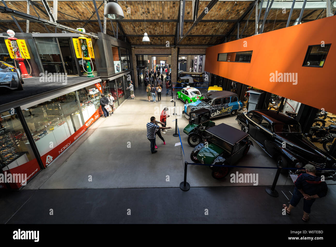 BERLIN MAY 06, 2018 Various antique cars in the complex of buildings Classic Remise Berlin