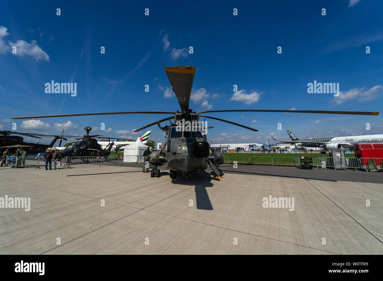 BERLIN, GERMANY - APRIL 27, 2018: Anti-submarine warfare, search and rescue and utility helicopter Sikorsky SH-3 Sea King. German Navy. Exhibition ILA Berlin Air Show 2018. Stock Photo