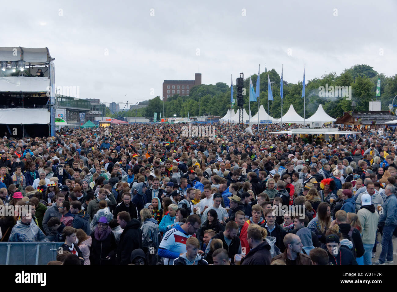 Kiel, Germany - June 23, 2018:  Public Viewing of the Football Game Germany vs. Sweden in Front of the NDR Stage during Kieler Woche 2018 Stock Photo