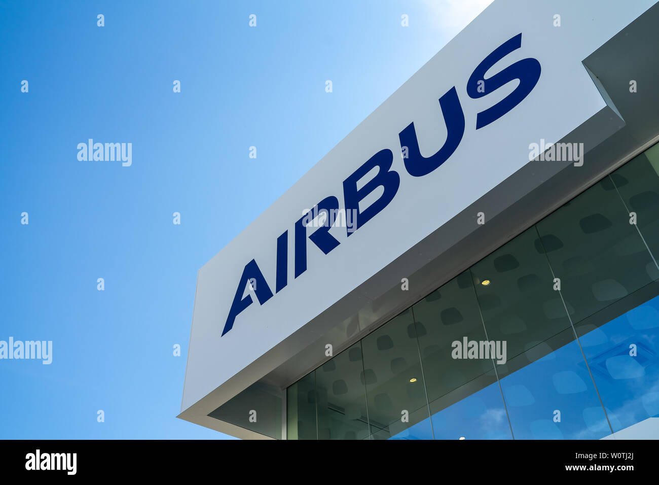 BERLIN - APRIL 28, 2018: Office Airbus Group. Exhibition ILA Berlin Air Show 2018. Stock Photo