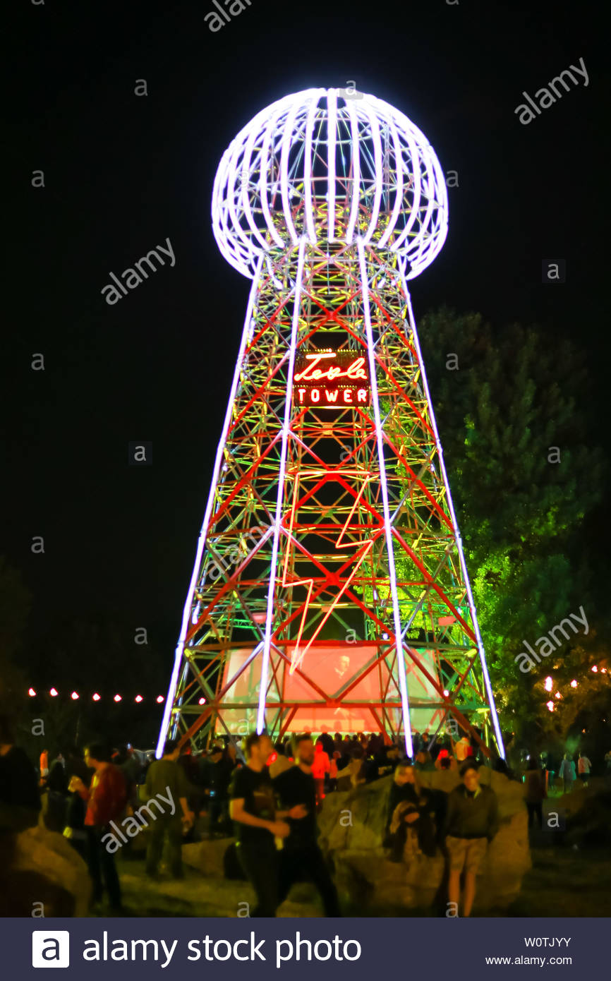 Zagreb Croatia 25th June 2018 The First World Replica Of The Nikola Tesla Tower As A Stage On The 13th Inmusic Festival Located On The Lake Jarun In Zagreb Croatia