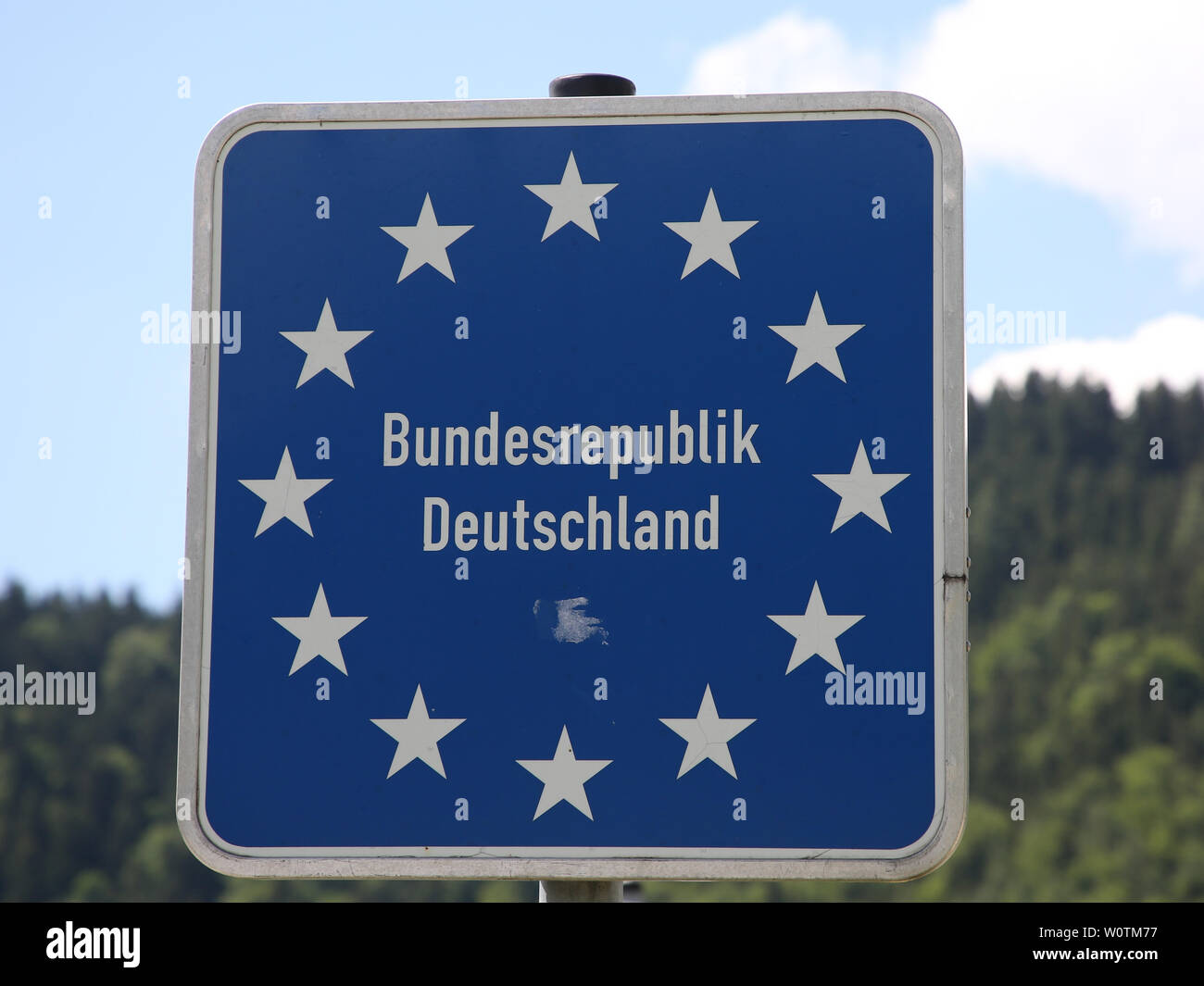 Grenzschild Bundesrepublik Deutschland Stock Photo