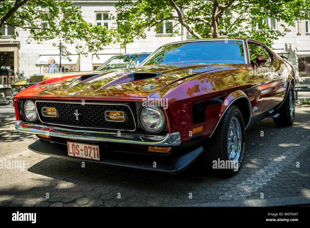 BERLIN - JUNE 09, 2018: Muscle car Ford Mustang Mach 1, 1971. Classic Days Berlin 2018. Stock Photo