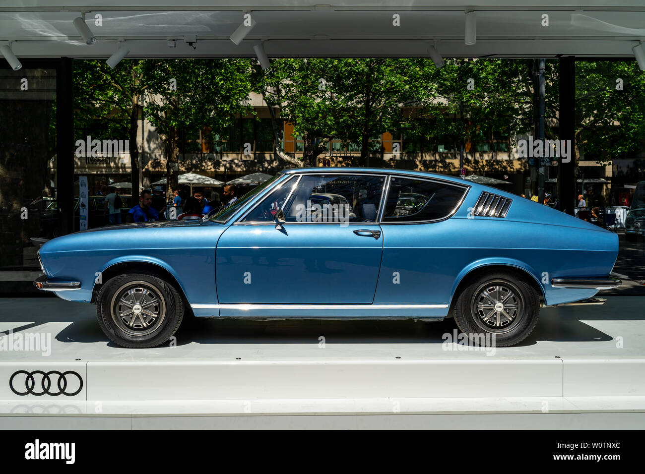 BERLIN - JUNE 09, 2018: Sports car The Audi 100 Coupe S. Classic Days Berlin 2018. Stock Photo