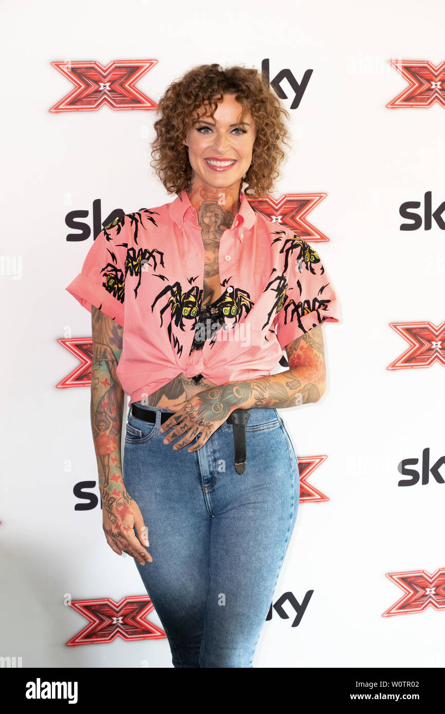 Jennifer Weist during the X Factor press talk and photo call on August 23, 2018 in Berlin, Germany. Stock Photo