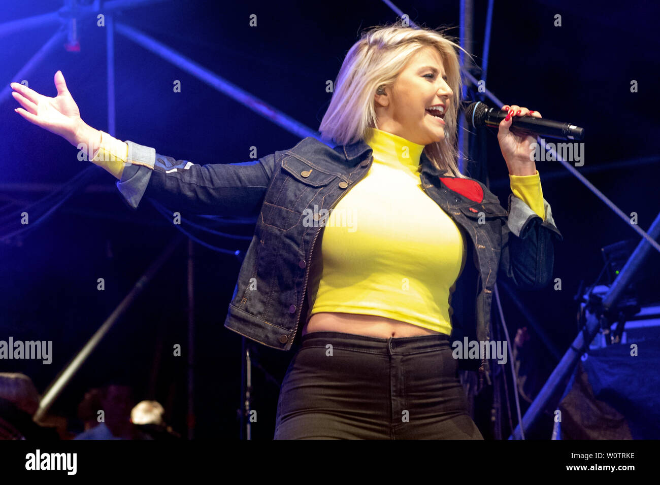 Beatrice Egli at the biggest hit Open Air in Berlin, the Schlagerolymp 2018 is now rising for the seventh time in Berlin's leisure and recreation park Lübars. Stock Photo