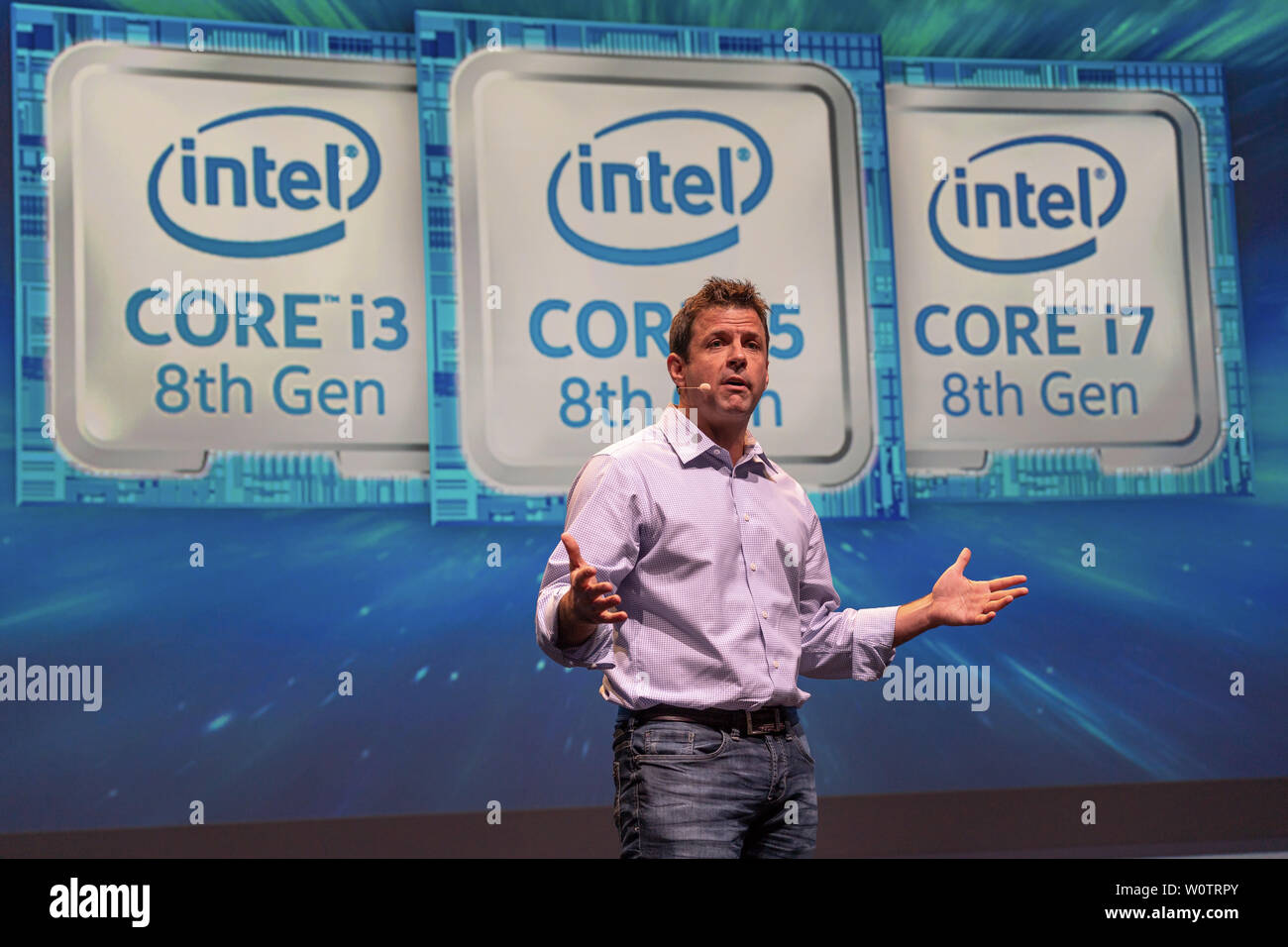 Steve Long, INTEL Vice President, Sales and Marketing Group General Manager, Client Computing Group Sales at the IFA Acer Press Conference 2018 Stock Photo