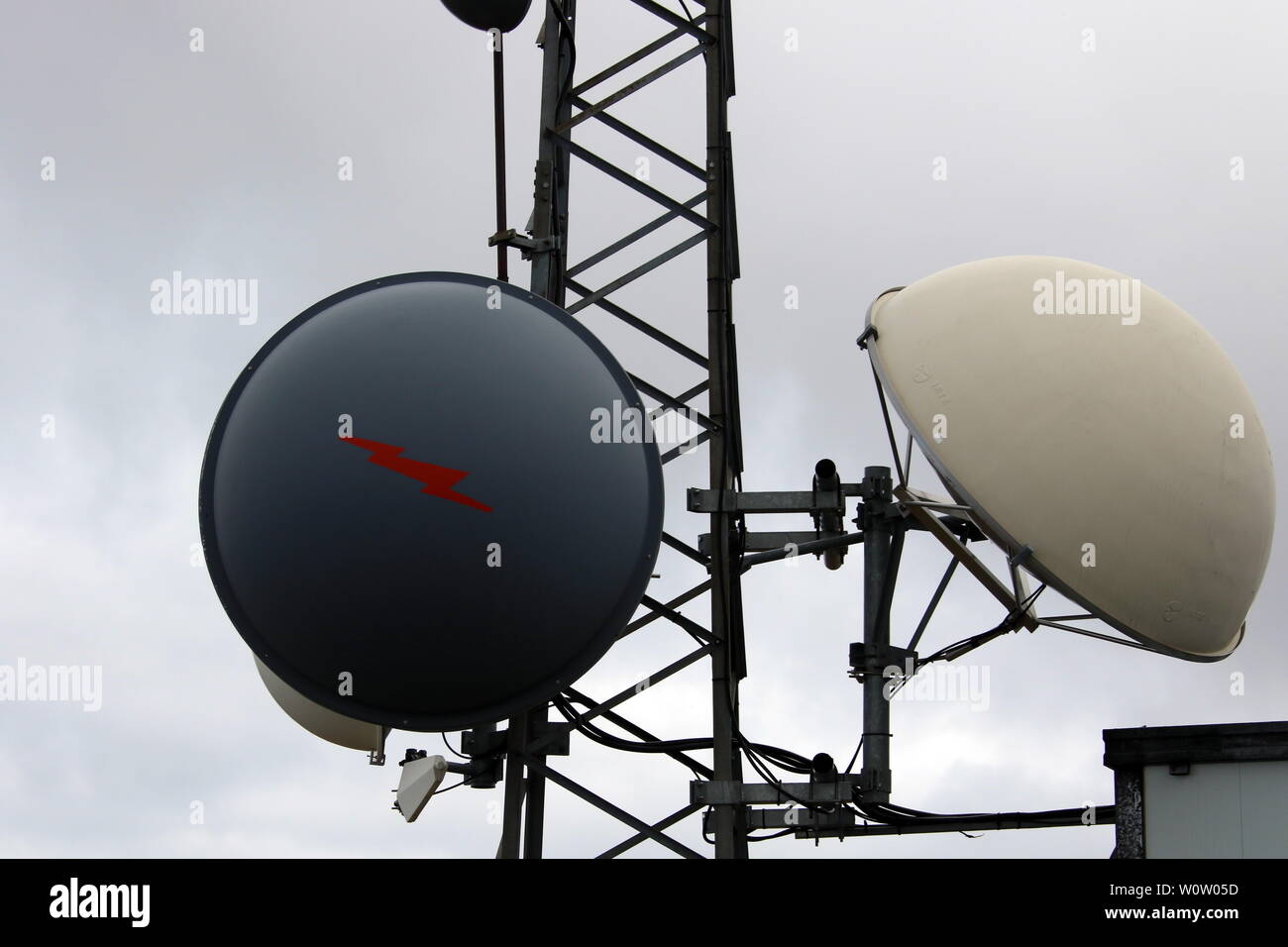 Grosse Parabol-Antennen auf der Plose in Suedtirol /Alto Adige 2018 Stock Photo