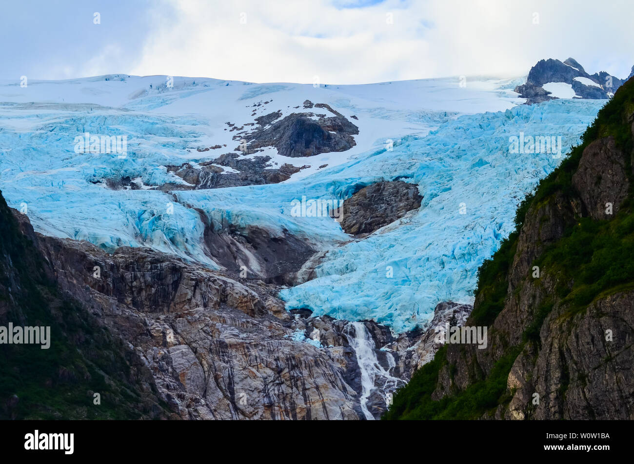 Close view of a glacier in Kenai fjords National Park, Seward, Alaska, United States, North America. Stock Photo