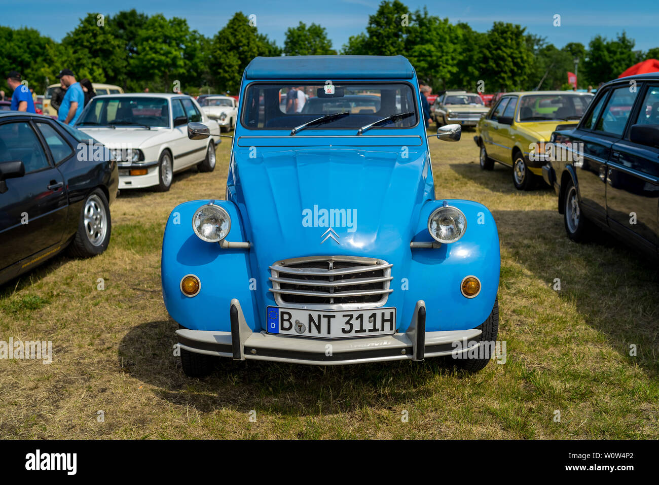 PAAREN IM GLIEN, GERMANY - MAY 19, 2018: Economy car Citroen 2CV. Exhibition 'Die Oldtimer Show 2018'. Stock Photo