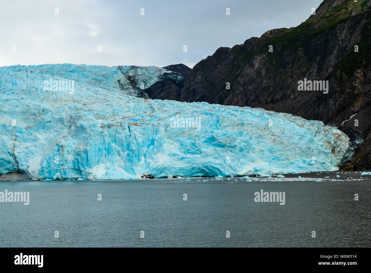 Close view of a Holgate glacier in Kenai fjords National Park, Seward, Alaska, United States, North America. Stock Photo