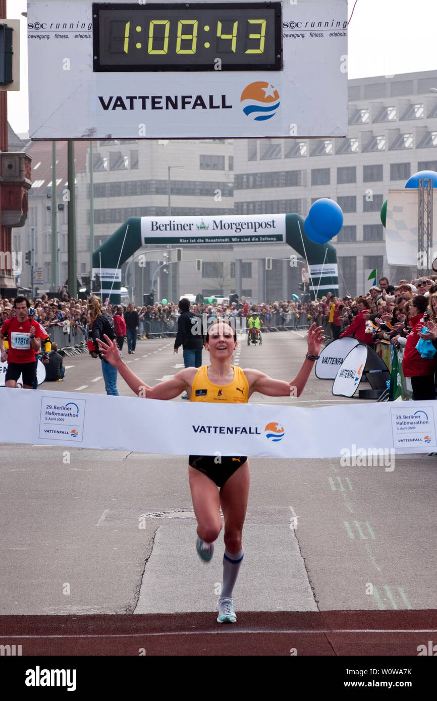 Sabrina Mockenhaupt (Mocki), the fastest woman of the 29th Berlin Vattenfall Half Marathon, participates in Let's Dance 2019. The 38-year-old woman is 45-times German champion in the 3000, 5000 and 10,000-meter run. Stock Photo