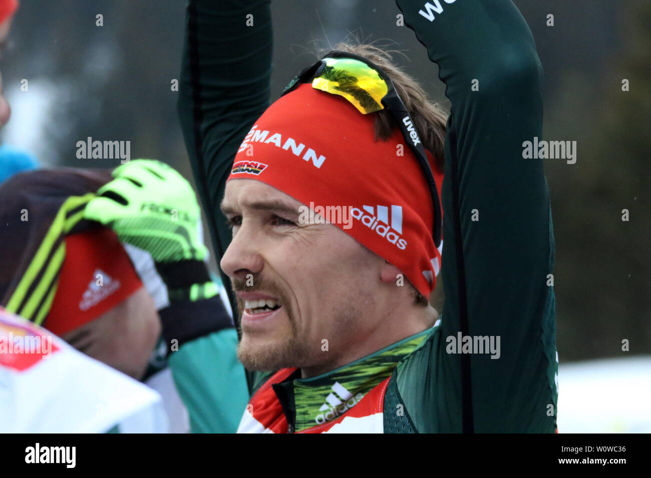 Fabian Riessle (SZ Breitnau /Deutschland) nach der Laufentscheidung in der Nordischen Kombination, FIS Nordische Ski-WM 2019 in Seefeld Stock Photo