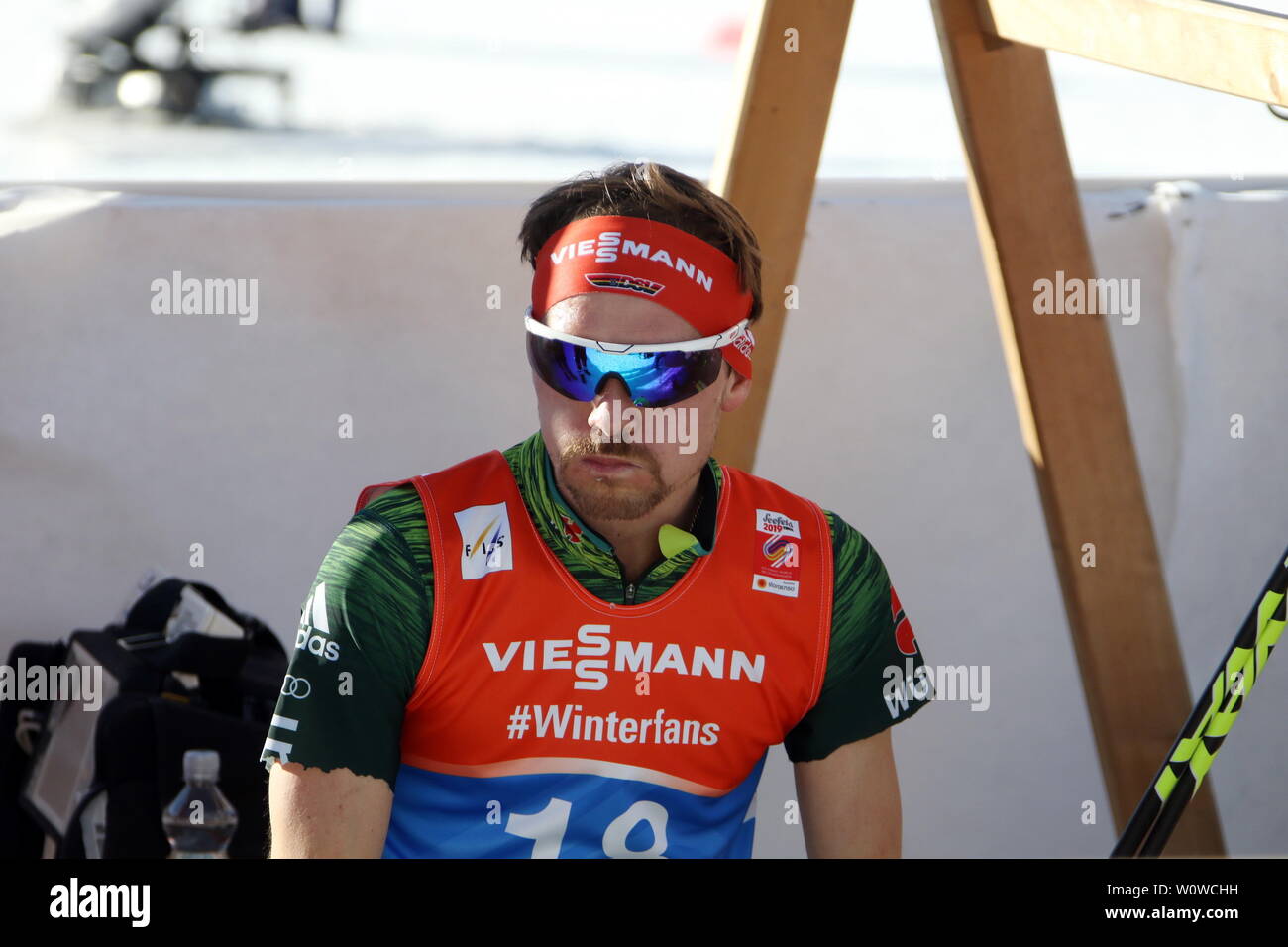 Fabian Riessle (SZ Breitnau /Deutschland) nach dem Einzel Nordische Kombination, FIS Nordische Ski-WM 2019 in Seefeld Stock Photo