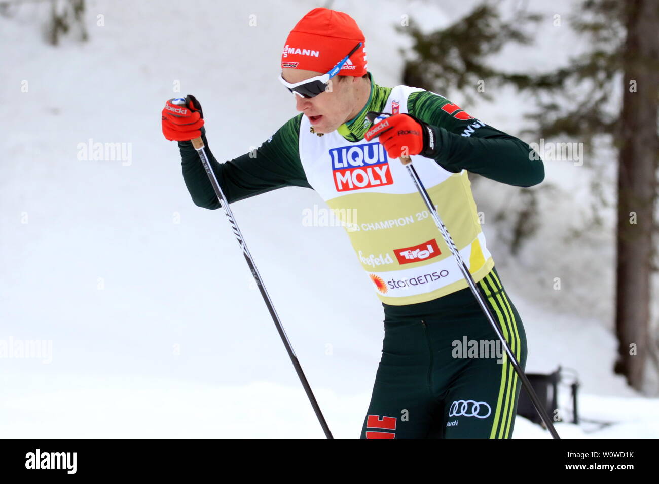 Vinzenz Geiger (SC Oberstdorf) beim Team Nordische Kombination, FIS Nordische Ski-WM 2019 in Seefeld Stock Photo