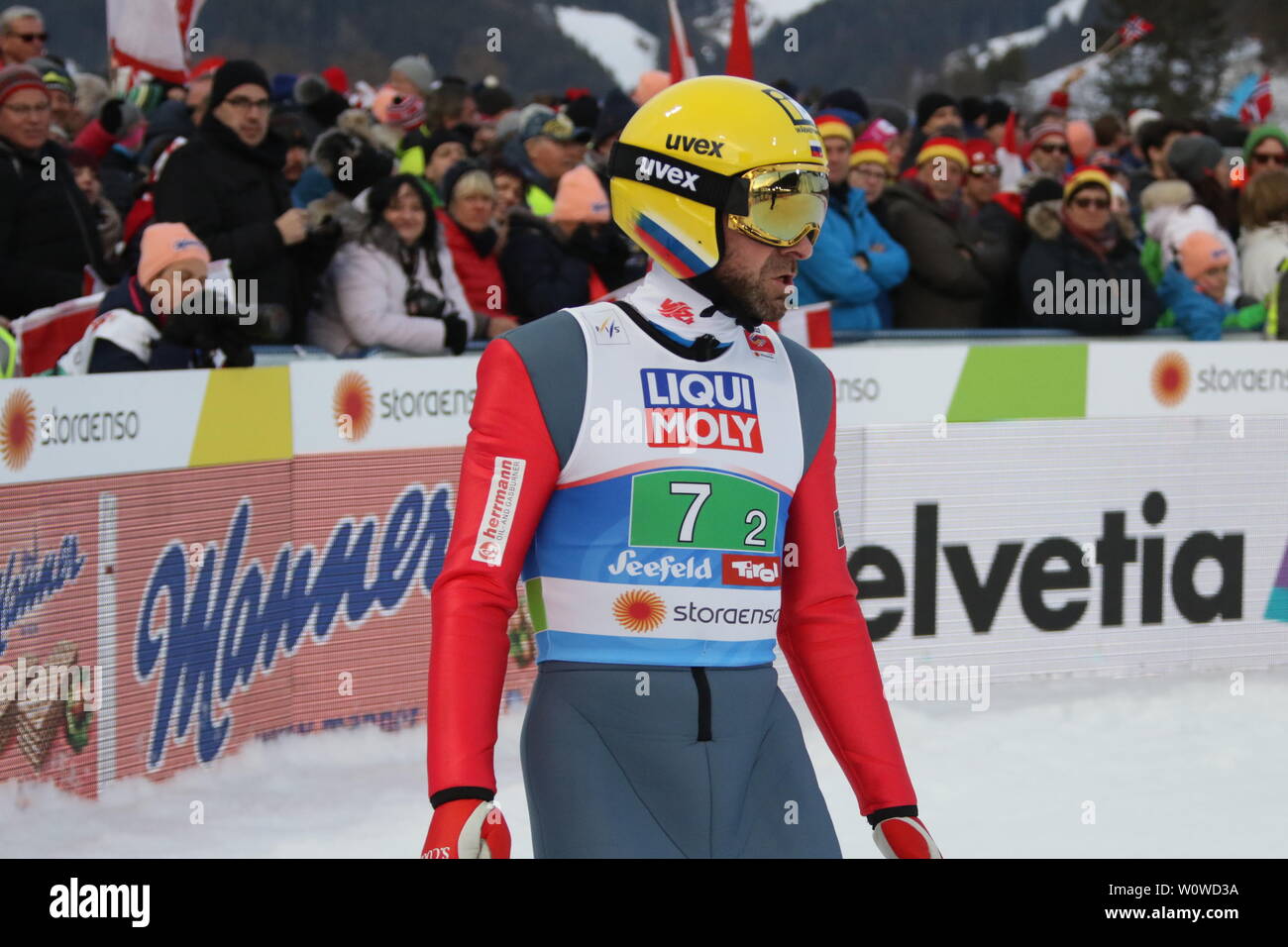 Dmitriy Vassiliev (Russland / RUS) beim Mixed Team Skispringen, FIS  Nordische Ski-WM 2019 in Seefeld Stock Photo - Alamy