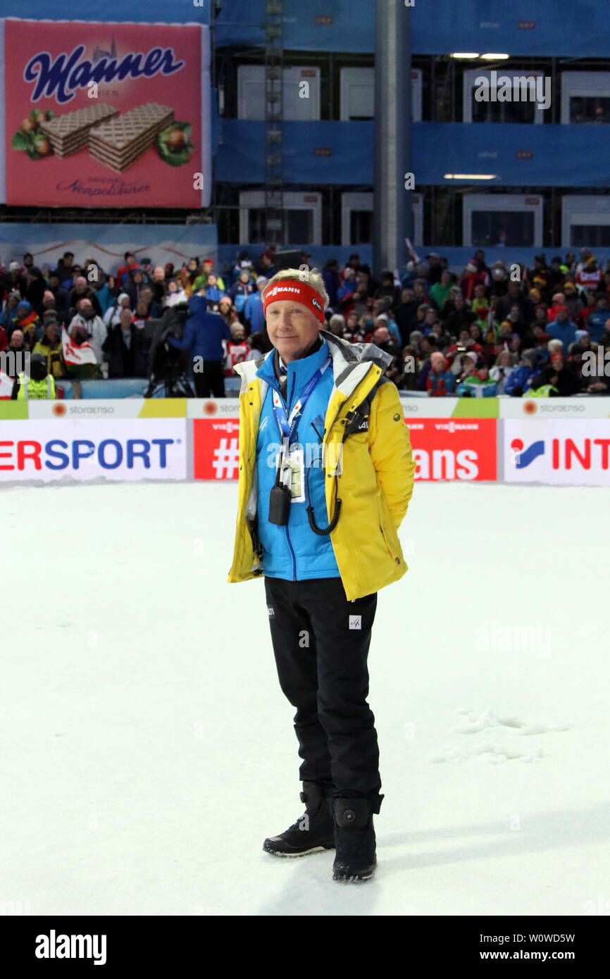 Walter Hofer (FIS-Race-Direktor) beim Mixed Team Skispringen, FIS Nordische Ski-WM 2019 in Seefeld Stock Photo