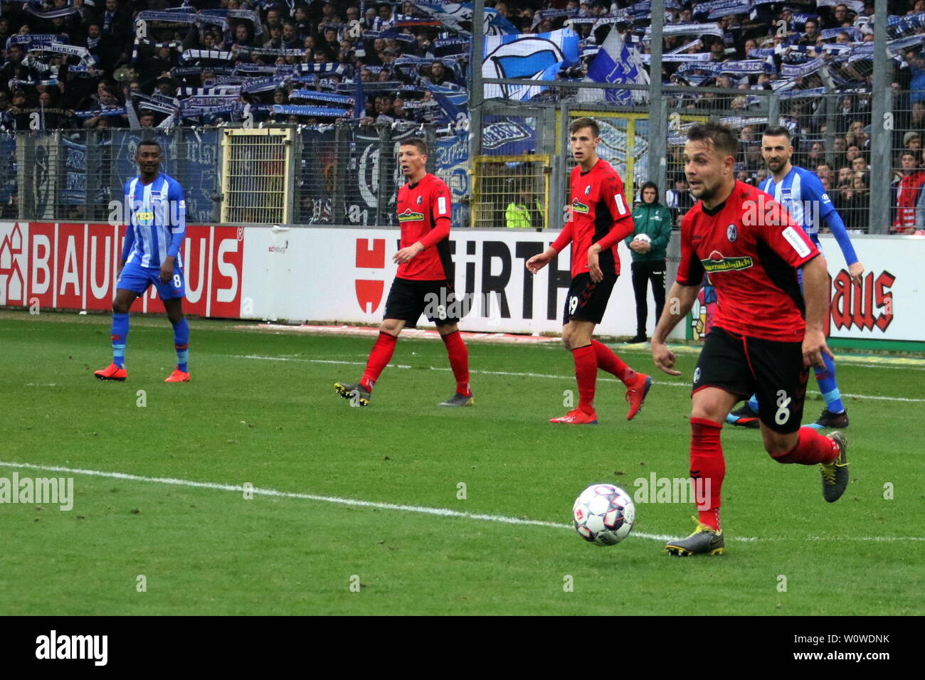 Antreiber im Freiburger Spiel: Amir Abrashi (Freiburg),   1. BL: 18-19: 25. Sptg. -  SC Freiburg vs. Hertha BSC Berlin  DFL REGULATIONS PROHIBIT ANY USE OF PHOTOGRAPHS AS IMAGE SEQUENCES AND/OR QUASI-VIDEO  Foto: Joachim Hahne/johapress Stock Photo