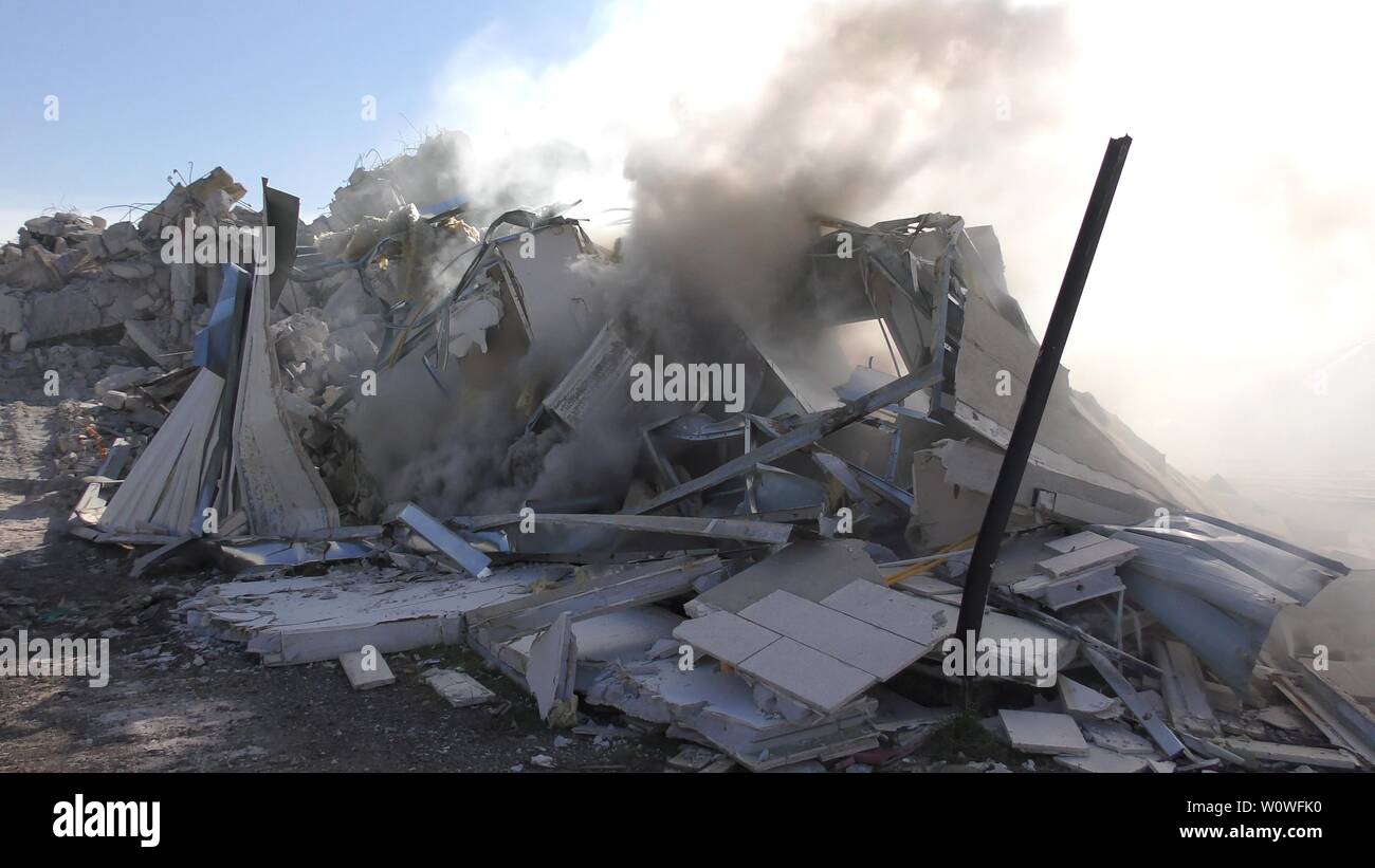 The Rubble As A Result From Earthquake Rocket Attack Tsunami