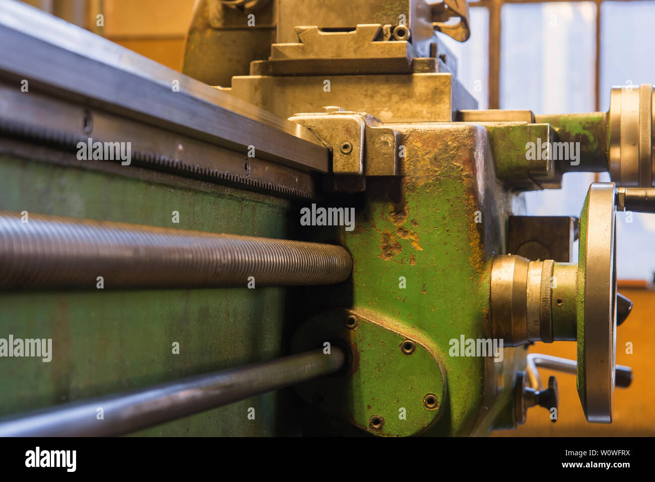 Detailaufnahme von einer Drehmaschine, Stock Photo