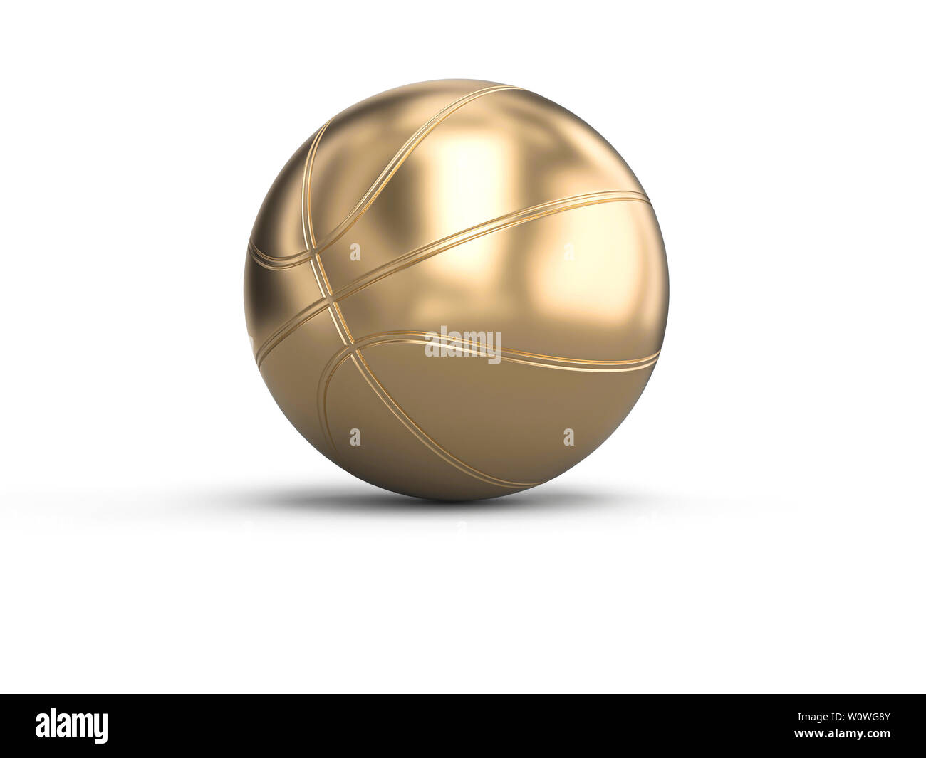 gold-colored basketball on a white background. 3d image render Stock Photo