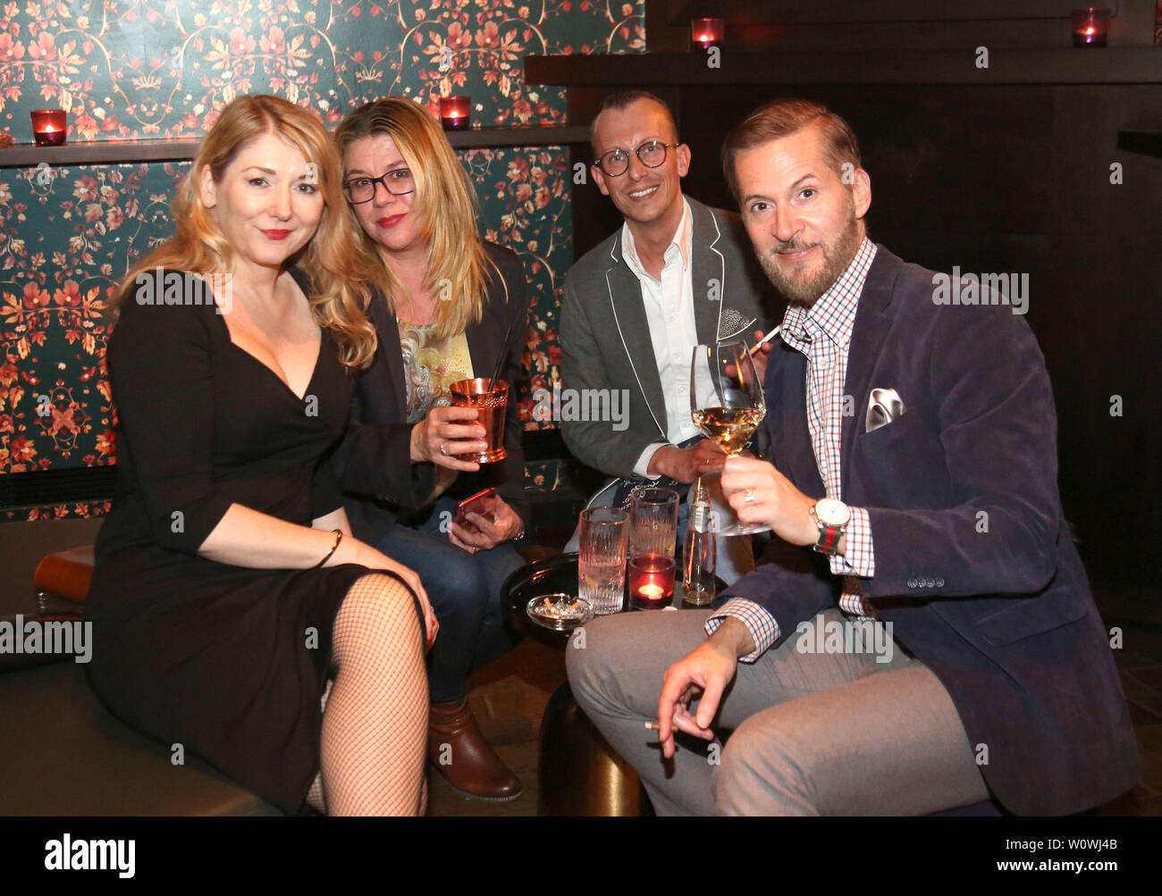 Sandra Quadflieg,Claudia Schulz, Tim Engelke-Dührkopp and Guido Dührkopp ,Pre-Easter-Drink and After Work Event  at the Tortue  in Hamburg 2019 Stock Photo