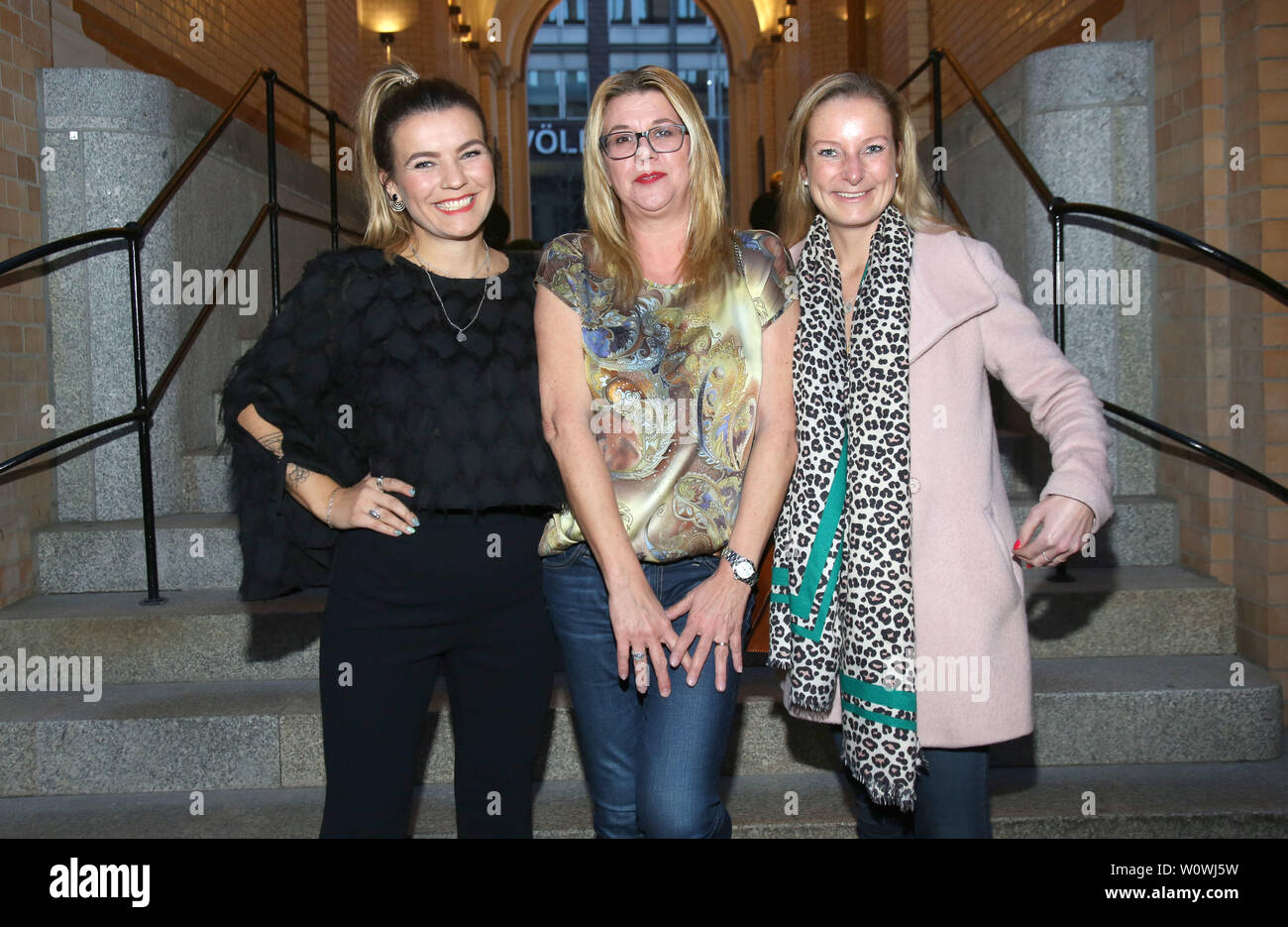 Dajana Eder,   Claudia Schulz ,PR ,  Freya Matthiessen, , Pre-Easter-Drink and After Work Event  at the Tortue  in Hamburg 2019 Stock Photo