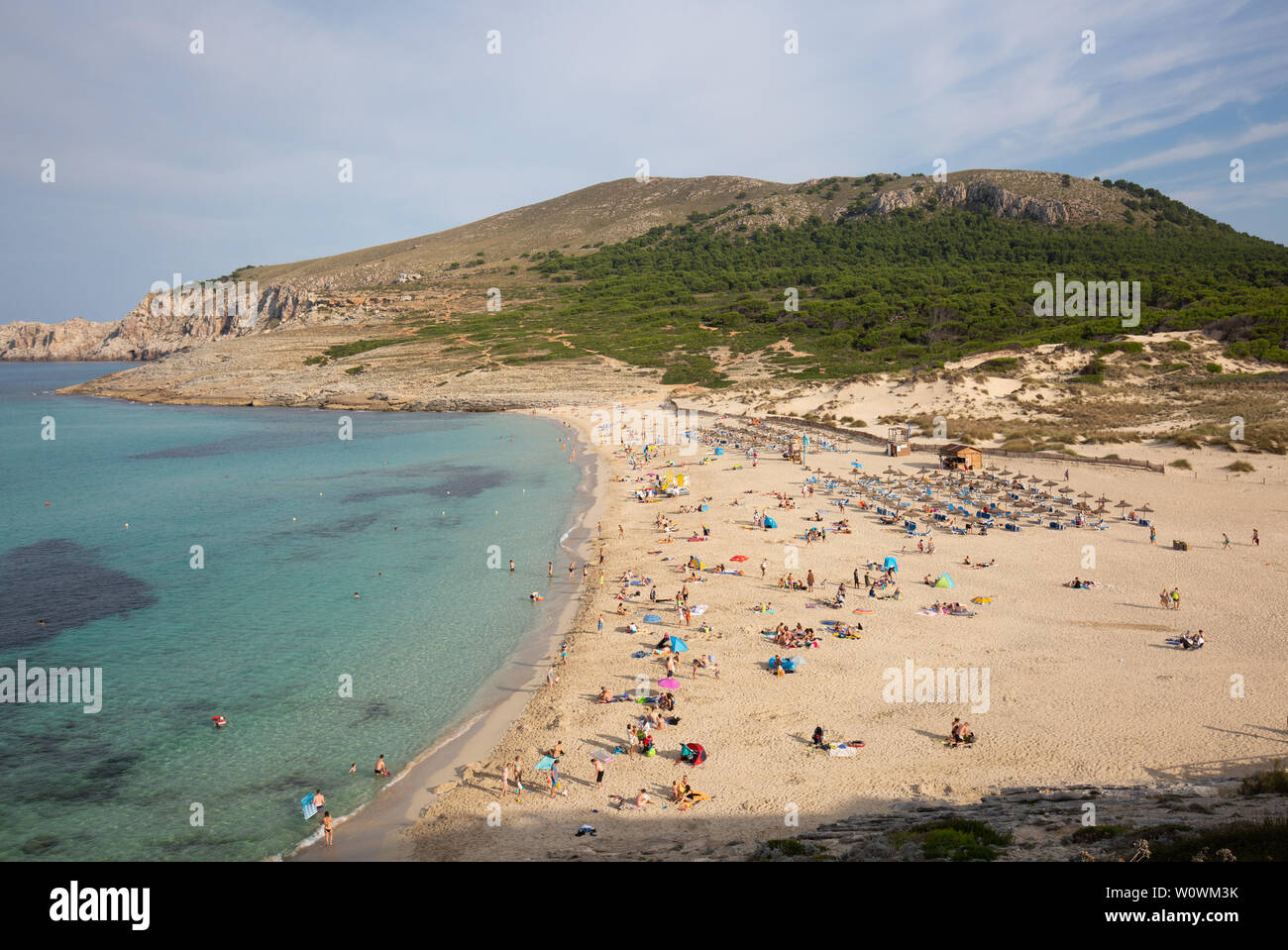 Tourists at Cala Mesquida beach, Capdepera, Mallorca, Spain Stock Photo